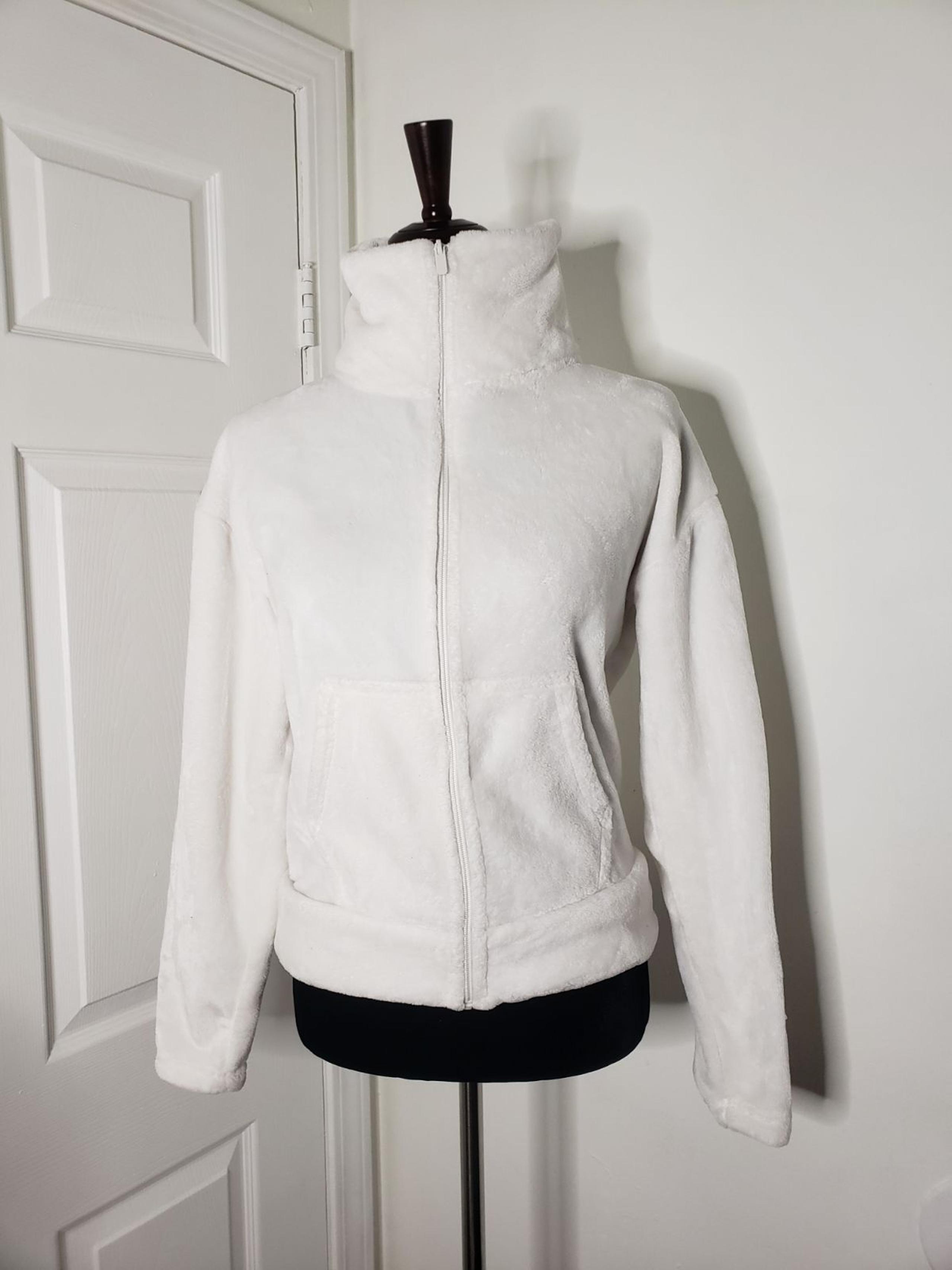 White C9 Champion Fuzzy Zip Up Sweater