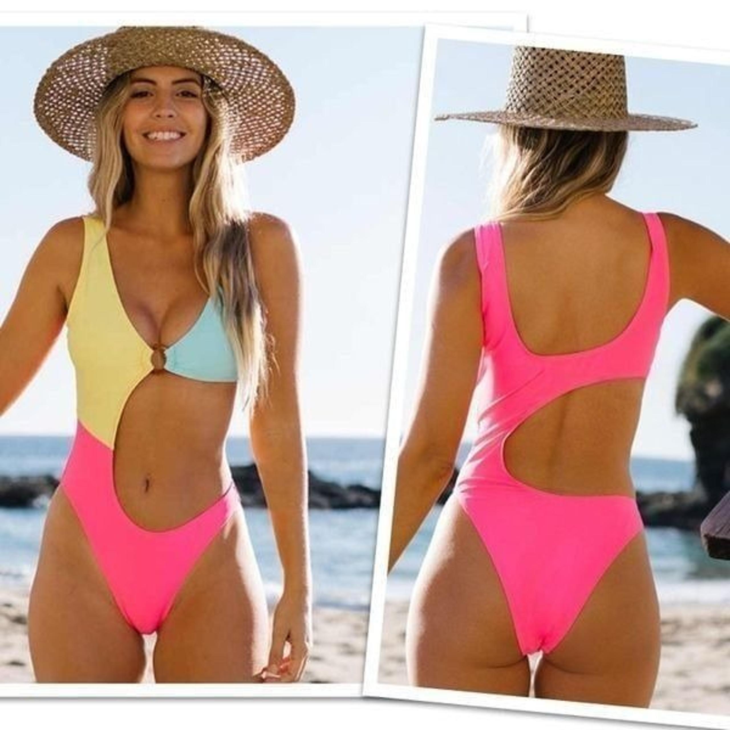 SHEIN Colorblock Ring Linked One Piece Swimsuit (8/10)