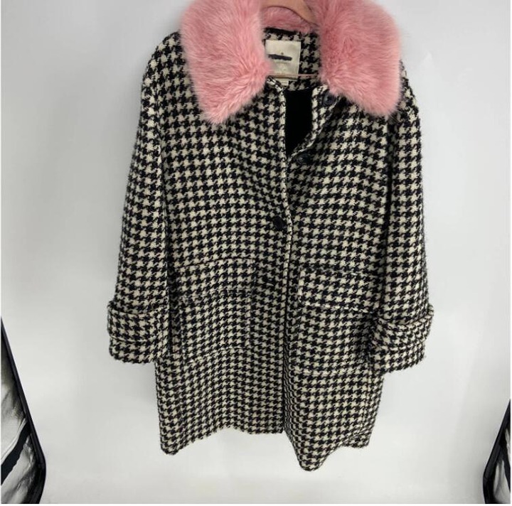 Kate Spade houndstooth pink wool collar jacket