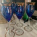Vintage Cobalt Blue Stem Wine Glasses (6) w/Gold