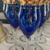 Vintage Cobalt Blue Stem Wine Glasses (6) w/Gold