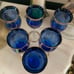 Vintage Cobalt Blue Stem Wine Glasses (6) w/Gold