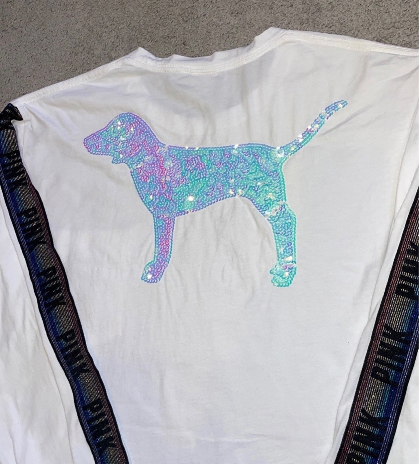 NWOT HTF VS PINK LARGE Mermaid Bling Rainbow Long Sleeve TShirt