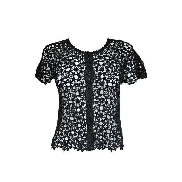 dark fairycore crochet button blouse