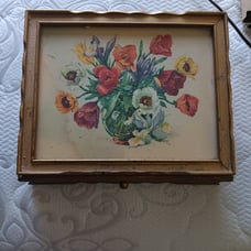 Vintage Large Vanity Jewerly Box with drawer and mirror