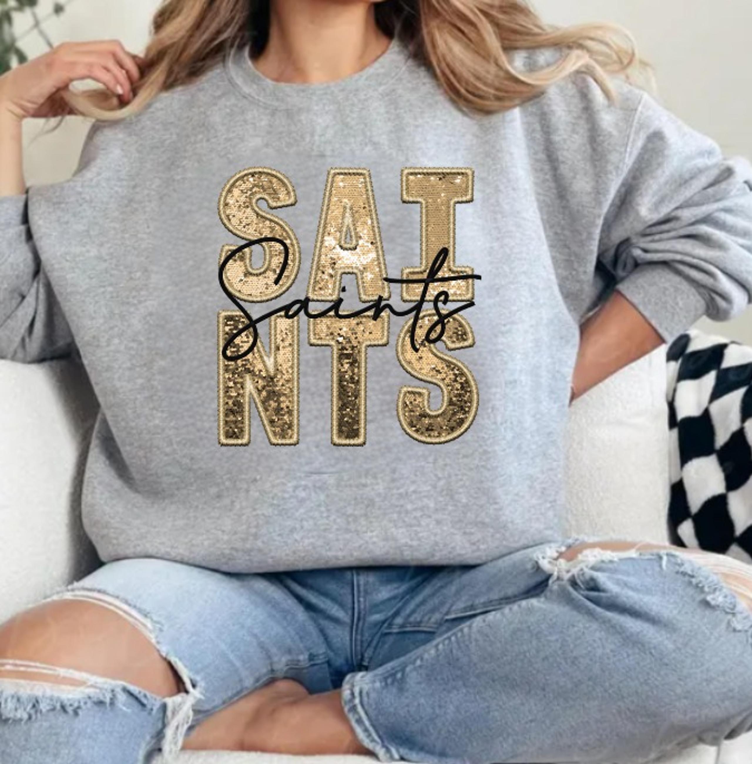 Saints Sweatshirt (Faux Sequin/Glitter)  (Color: White/New)