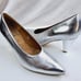 Bhava Size 39 (US 8.5-9) Women's Silver Slip On Pointed Toe Pumps Made In Spain