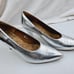 Bhava Size 39 (US 8.5-9) Women's Silver Slip On Pointed Toe Pumps Made In Spain