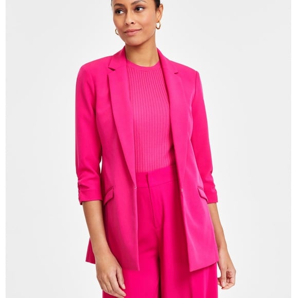 I.N.C. International Concepts Women’s Menswear Blazer NWOT med pink dragonfruit