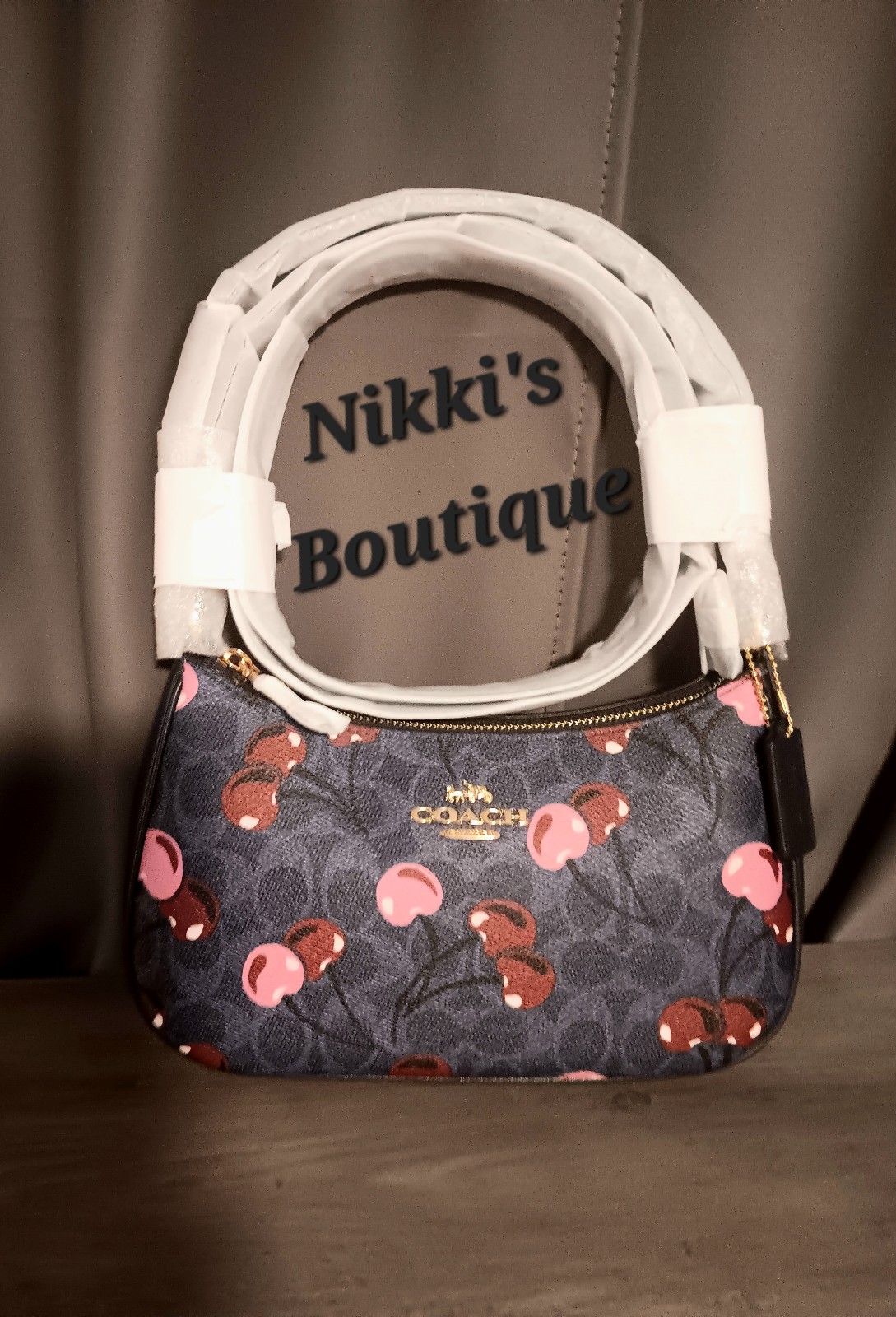 Coach Teri Shoulder Bag In Signarure Canvas With Cherry Print NWT