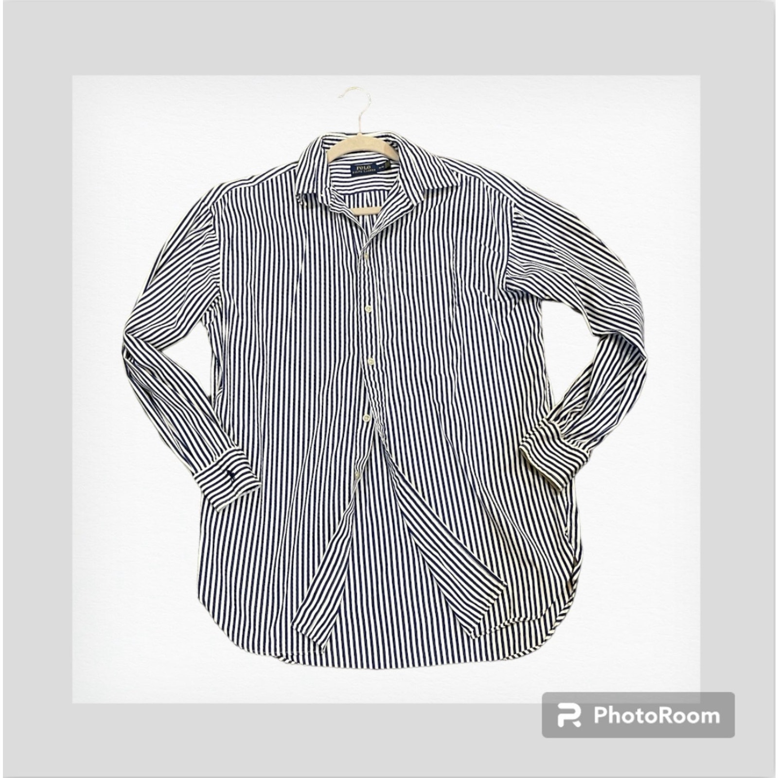 Polo Ralph Lauren Striped Button Up Shirt Blue Medium CA56658