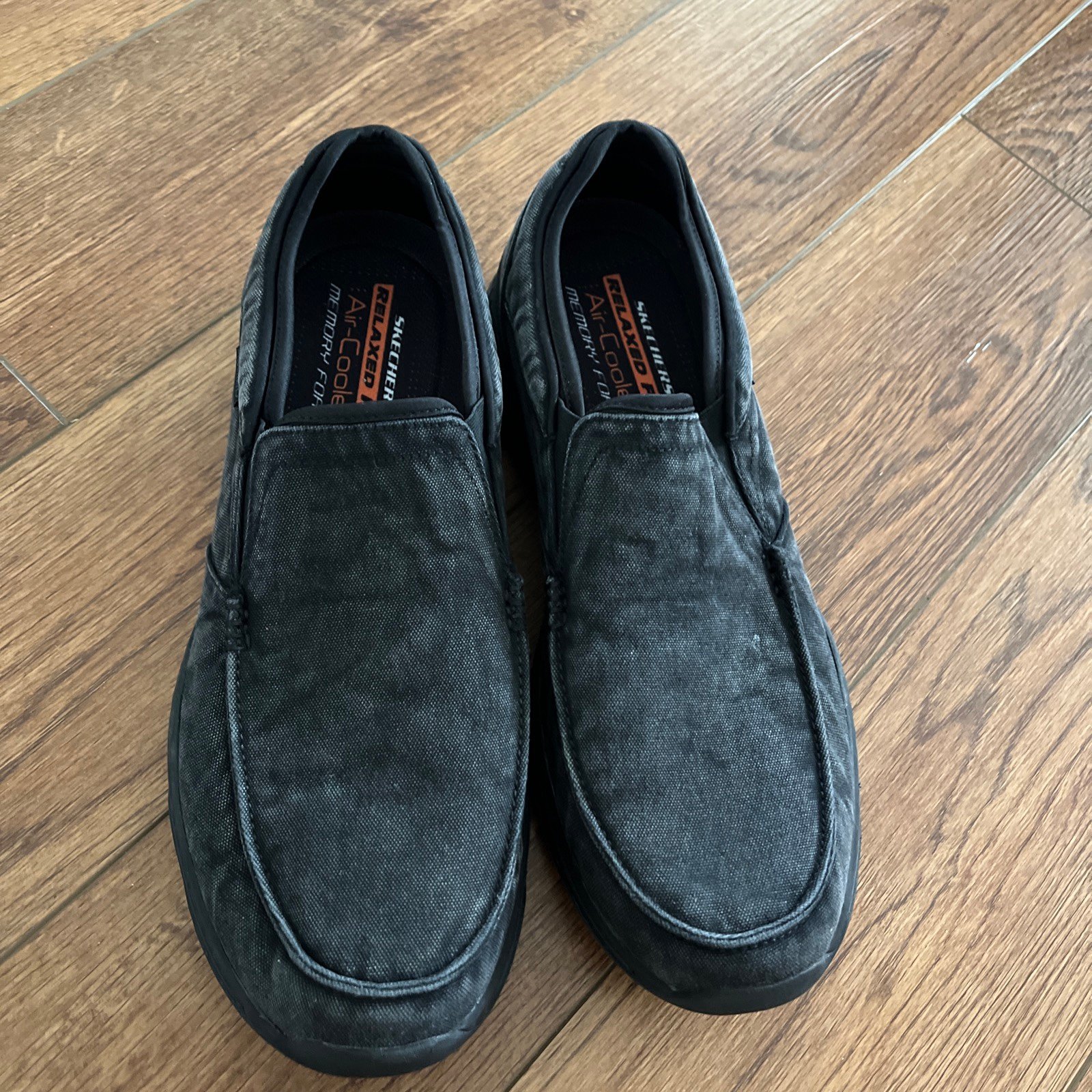 Skechers Mens Creston-Moseco Black Canvas Loafers Shoes Size 14 SN65355