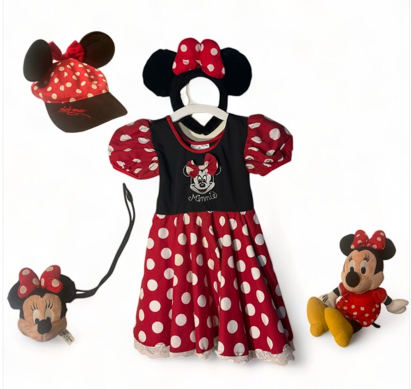 Vintage Walt Disney World Kids Disney Minnie Mouse Dress Costume XXS 3-4 + Ears