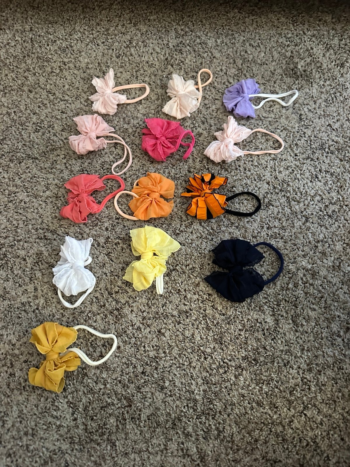 Rockin Royalty Baby Ruffled Bow on Skinny Nylon Headband Bundle