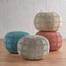 Round Pouf Ottoman FootNoble House Yasmin Fabric Pouf, Ivory