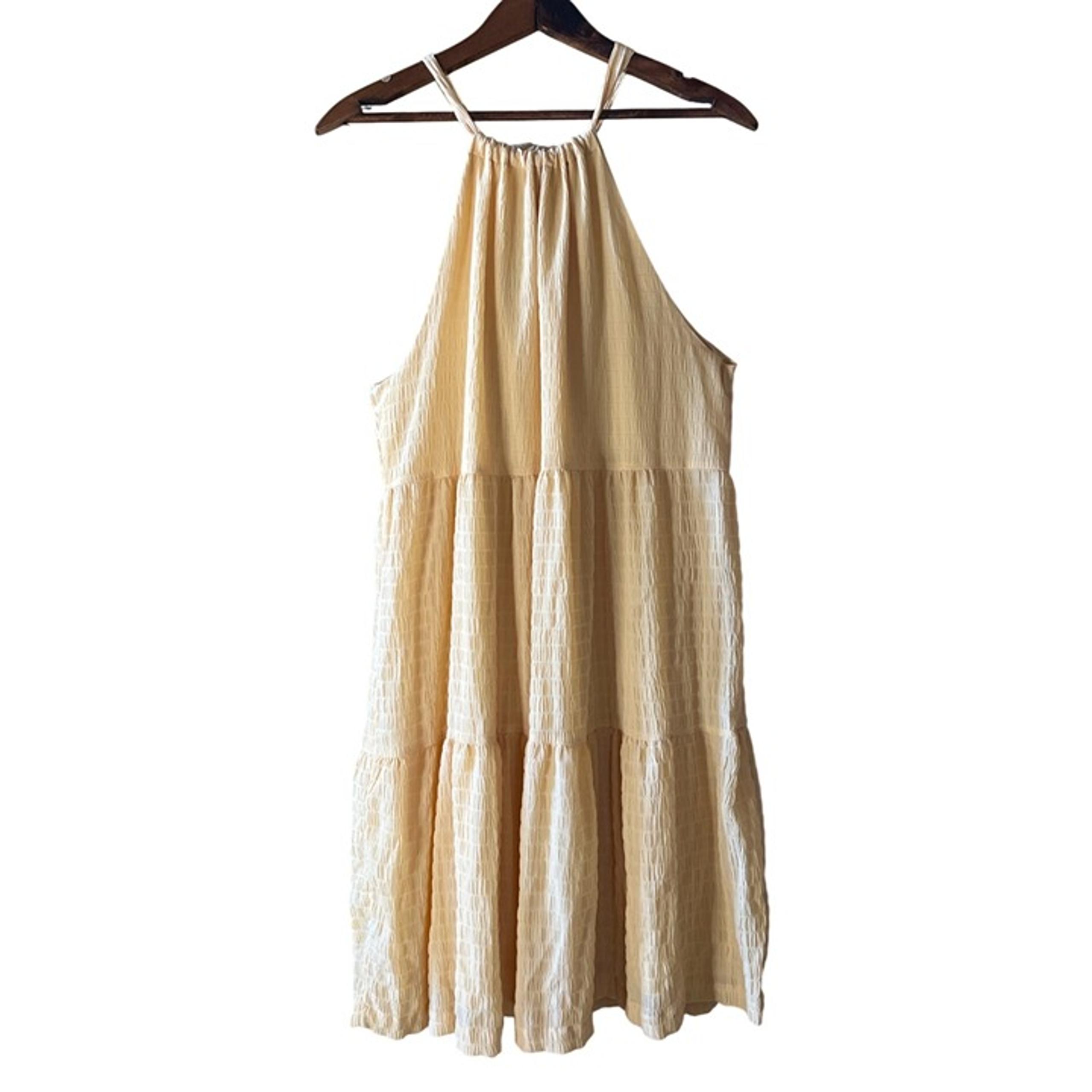A New Day Womens Halter Neck Tiered Dress M Yellow