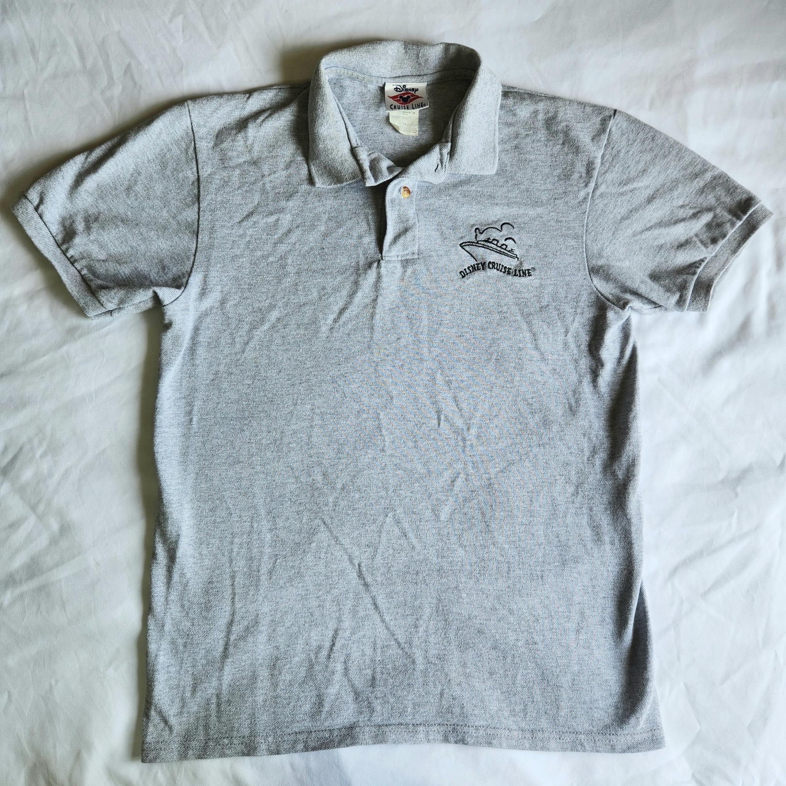 Disney Cruise Line Vintage Men's Small Grey Embroidered Short Sleeve Polo Shirt.
