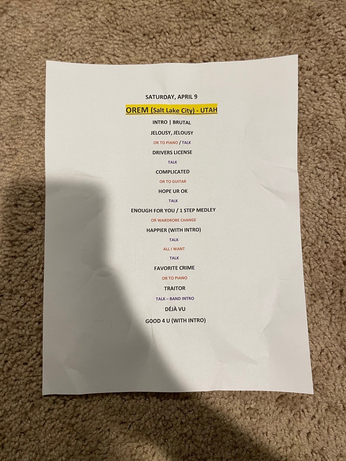 Olivia Rodrigo Setlist