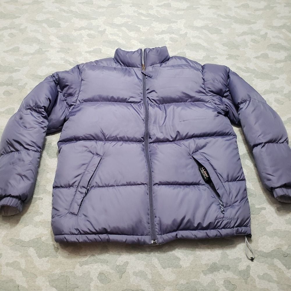 LL Bean Goose Down Puffer Jacket Womens Medium Purple Reversible Full Zip...