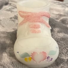Fenton Hand Painted Baby Girl Shoe