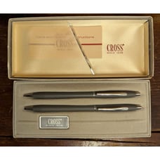 Cross Century Gray & Silver Chrome Ballpoint Pen & 0.9 Pencil In Box Usa Made