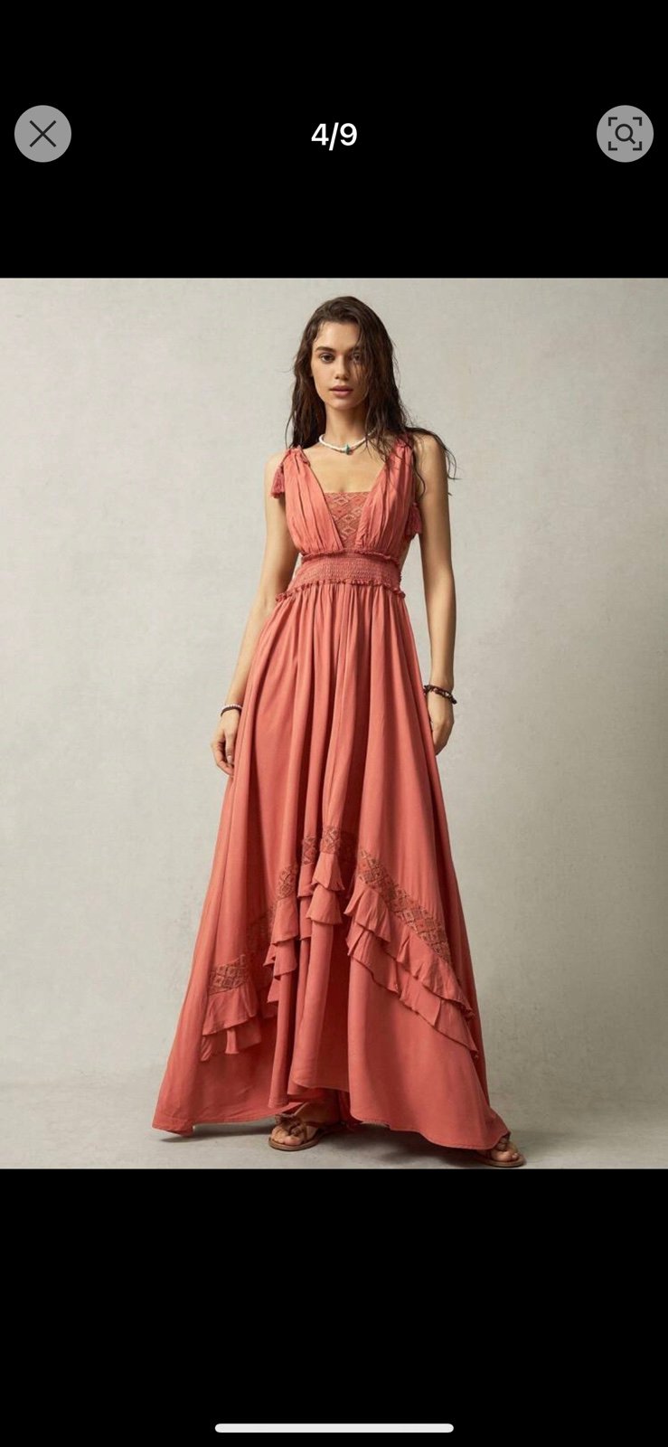Bohemela Vacation Style Women's Long Beach Dress, Mahogany Color NWT