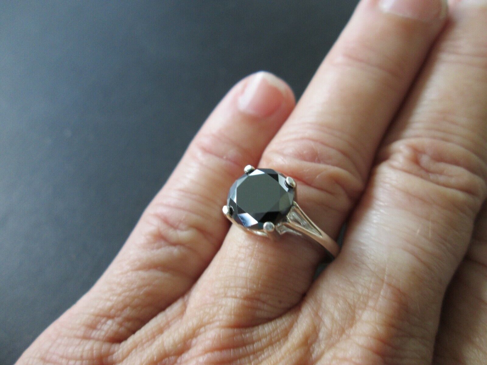 2.35ct REAL BLACK DIAMOND RING *CERTIFICATE* FREE DIA TESTER,SIZES 5,6,7,8,9,10