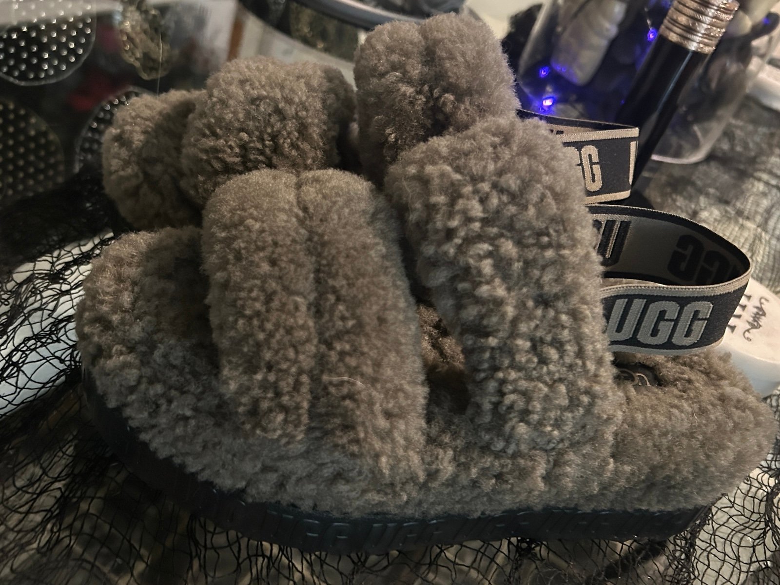 UGG Oh Fluffita  Genuine Shearling Slingback Sandals