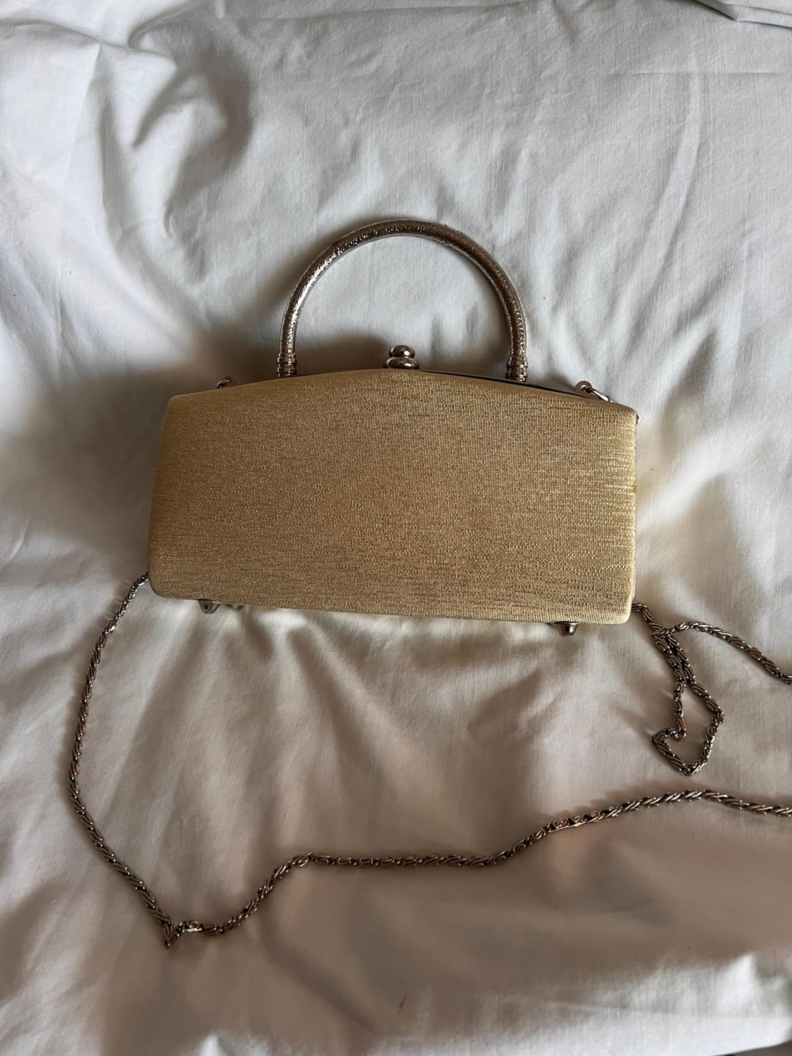 VTG Sasha Metallic Gold & Silver Convertable Vanity Handbag Clutch with Chain