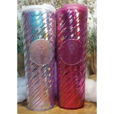 STARBUCKS 2022 HOLIDAY PEARL & PINK IRIDESCENT SWIRL 16 OZ HOT BEVERAGE CUP