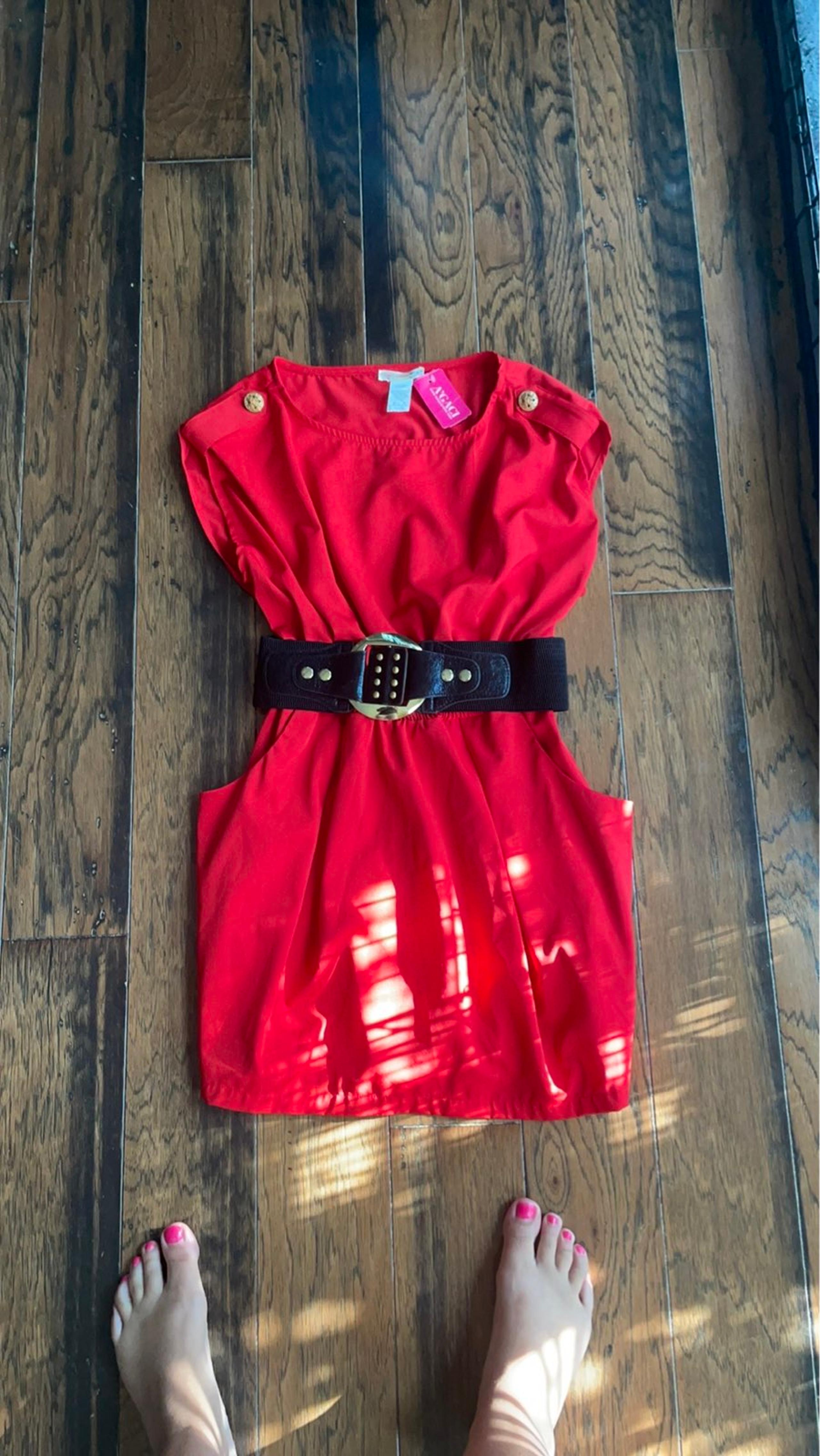 Agaci Red Belted Dress Size L