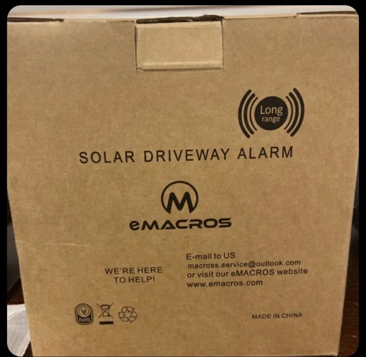eMACROS Solar Driveway Alarm Sytem Wireless 1/2 Mile Long Range Outdoor MC004