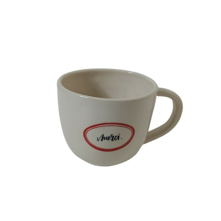 RAE DUNN MAGENTA FRENCH MERCI CAFE AU LAIT CAPPUCCINO COFFEE MUG