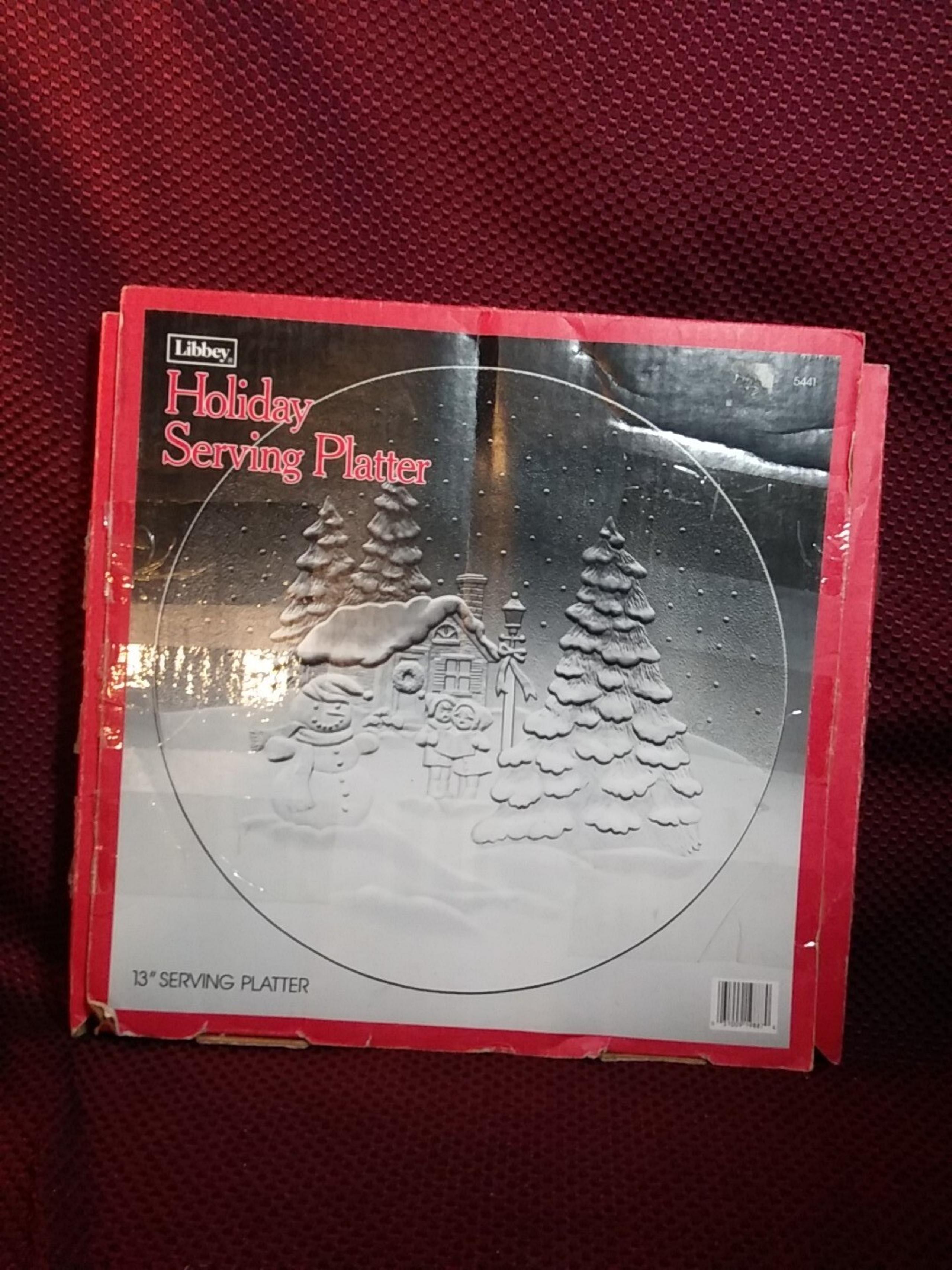 libbey christmas holiday serving platter 13" Mint In Box