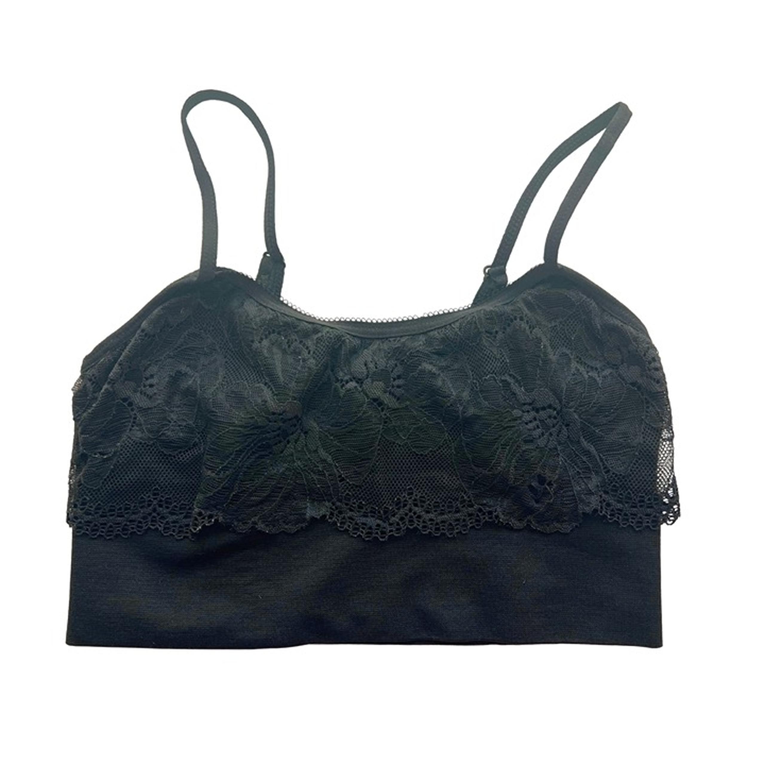 Womens Black Lace Bra Wireless Lined Adjustable Straps SIZE SMALL - Marilyn Monroe