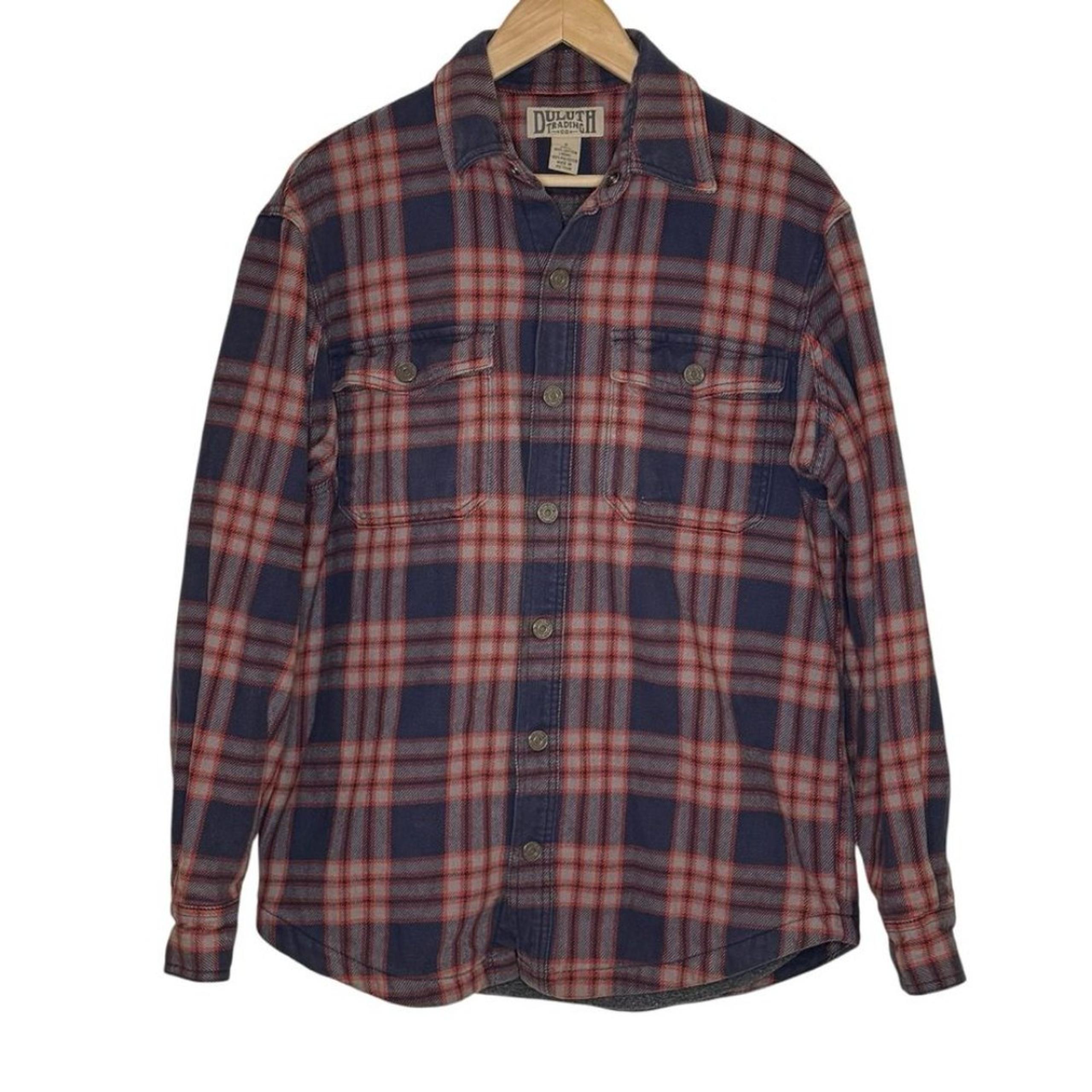 Duluth Trading Blue Red Men's Shacket Jacket Lined Flapjack Shirt Size Small