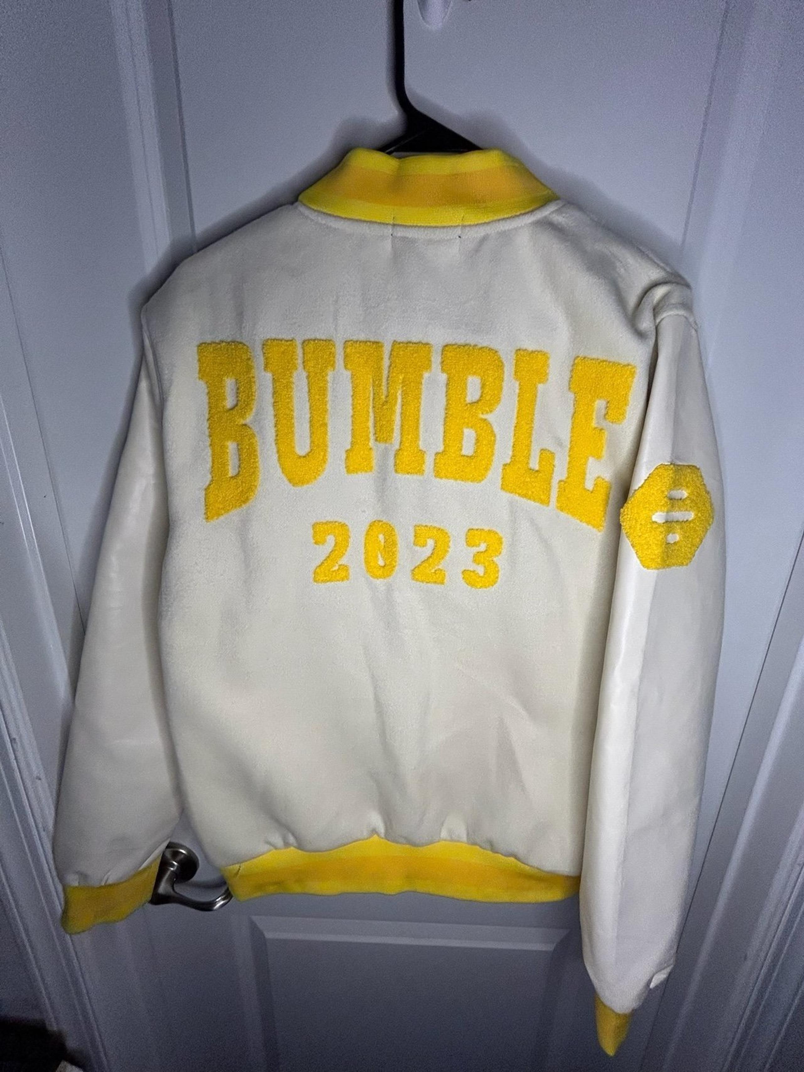 2023 Bumble Honey Embroidered Varsity Letterman Jacket