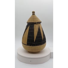 Hand Woven Basket African Republic Rwandan Tutti made with Geometric Design