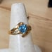Blue topaz/diamonds Ring, 14kt yellow Gold