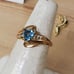 Blue topaz/diamonds Ring, 14kt yellow Gold
