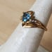 Blue topaz/diamonds Ring, 14kt yellow Gold