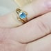 Blue topaz/diamonds Ring, 14kt yellow Gold