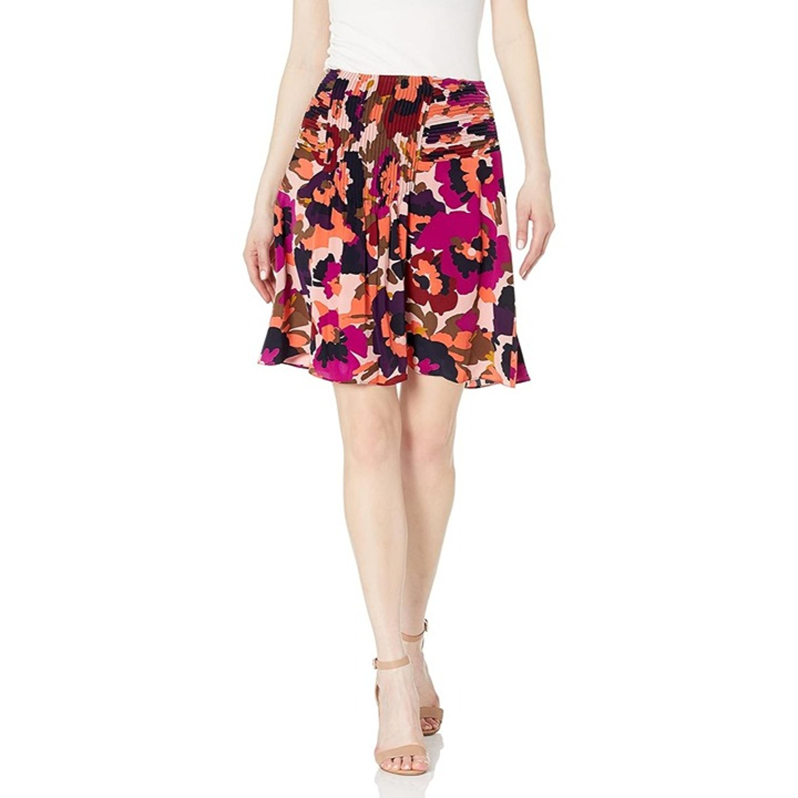 Trina Turk Diamond MacArthur Park Floral Skirt Women 14 Silk Mini Bohemian Hippi