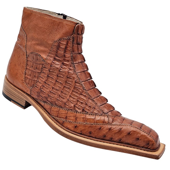 Exotic Fennix Italy Hornback Crocodile Ostrich Brown sz 9 Chelsea Dress Zip Boot