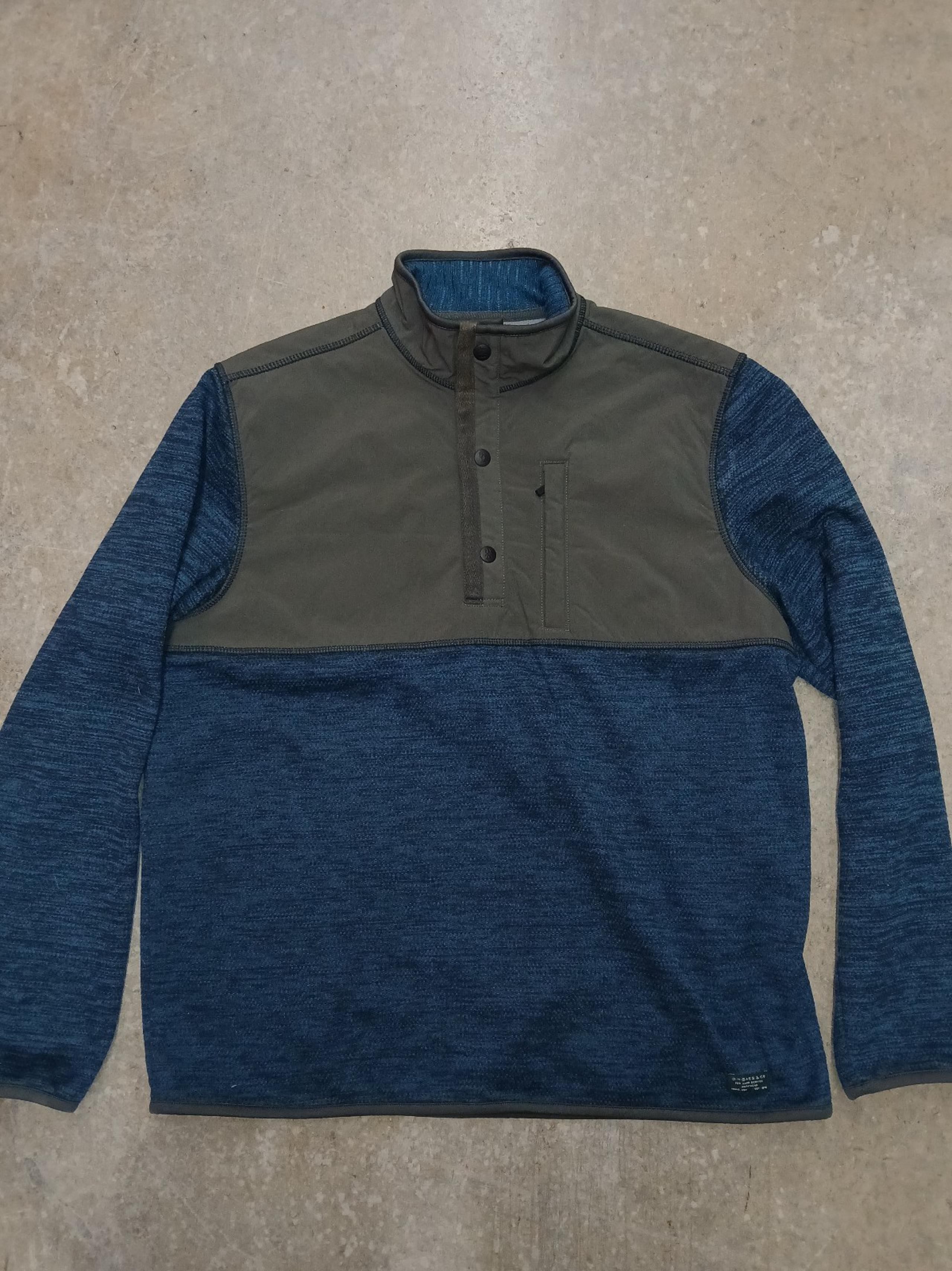 GH Bass and CO Jacket Mens Large Blue 1/4 Zip Knitted Jacket Outdoor Work