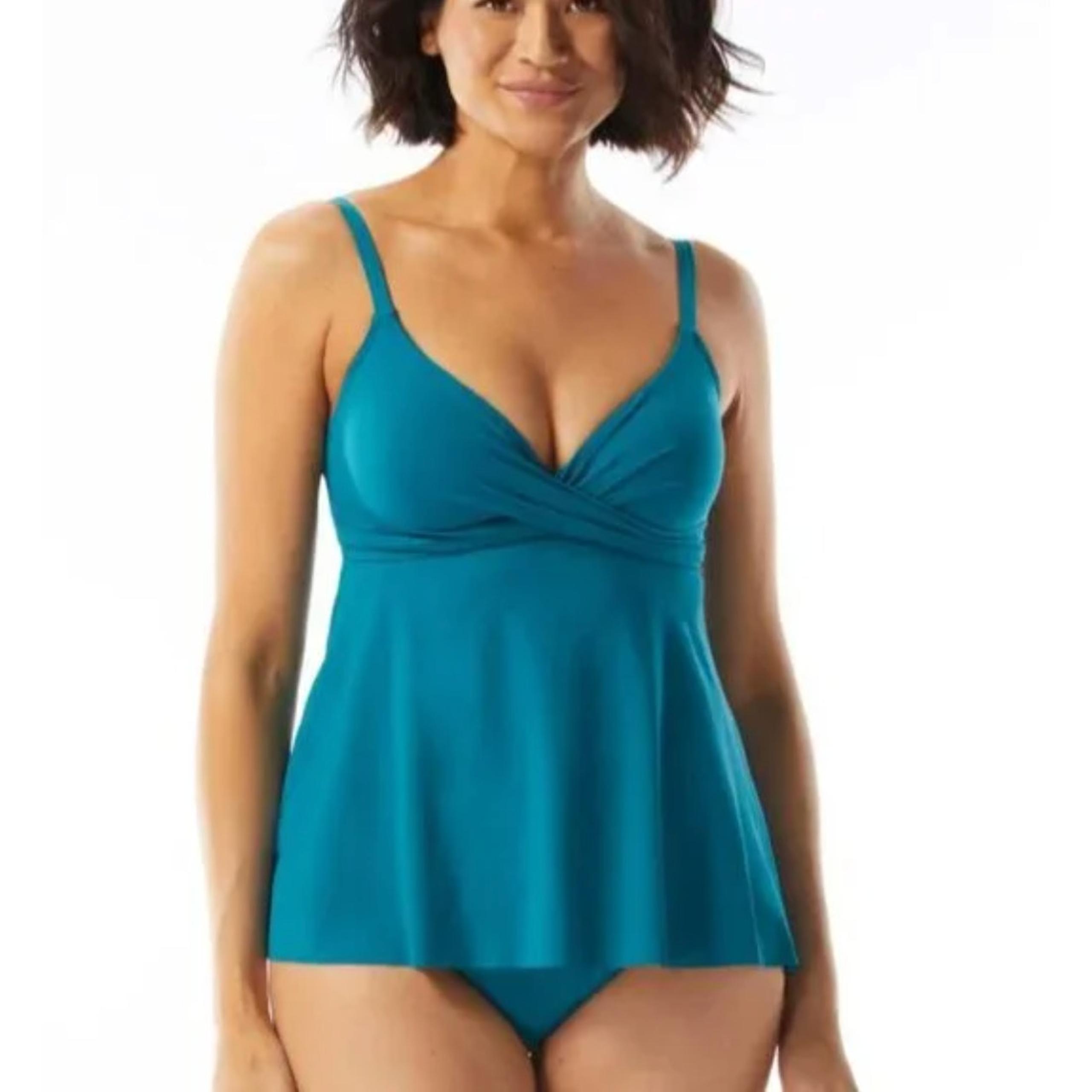 NWT Contours by coco reef shapemaker swimwear tankini Sea Blue Size 8/32C