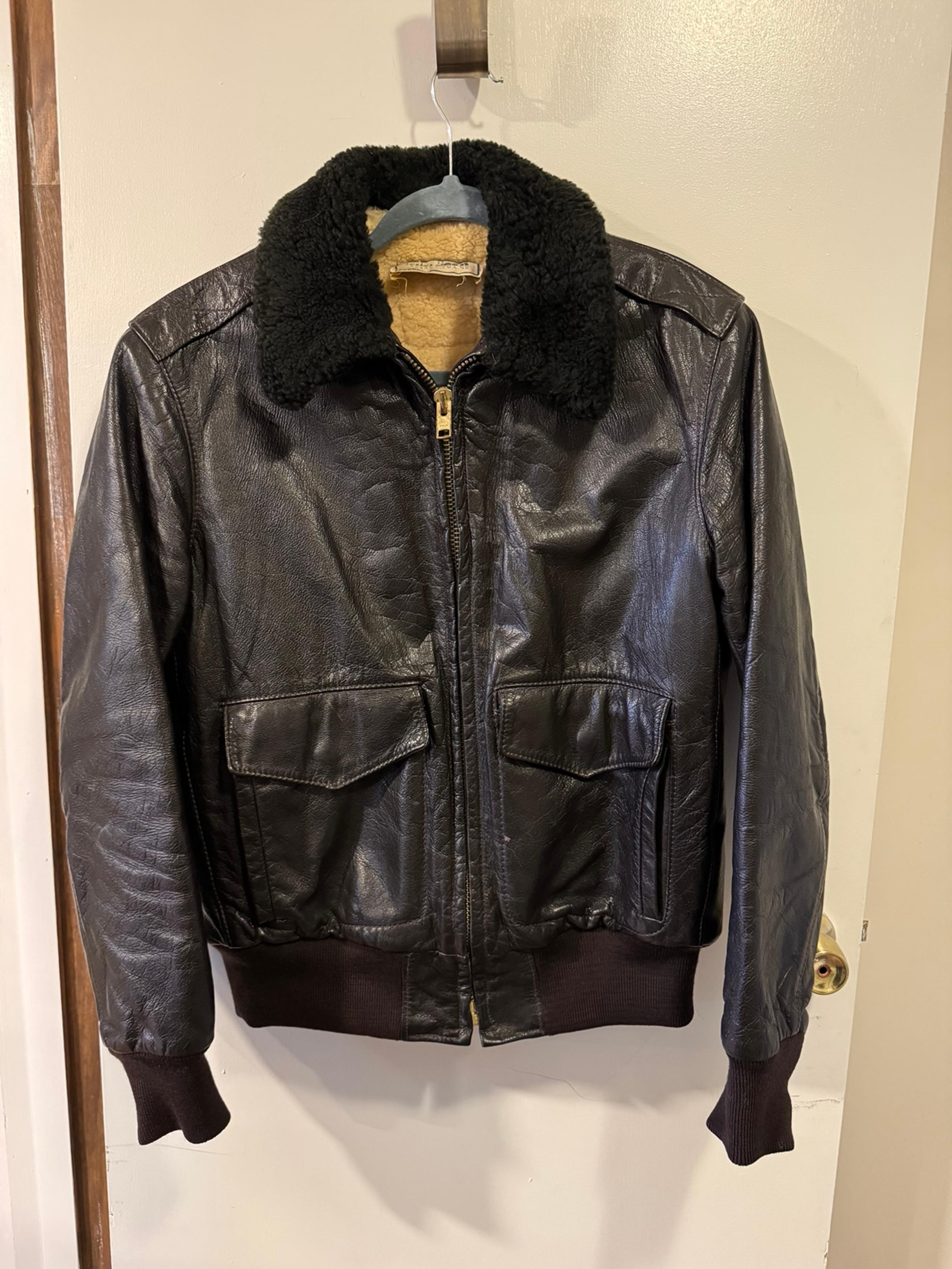 L.L. Bean Vintage Men’s Black Leather Bomber Coat Jacket No Size Listed