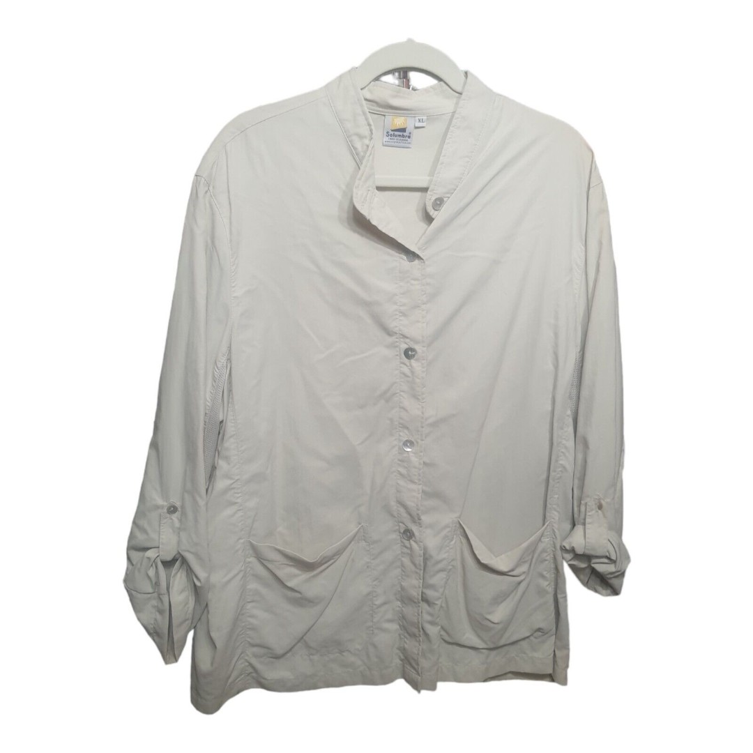 Mens XL SPF Solumbra Vented Button Up Shirt Long Sleeve Outdoor Fishing Hike Sun