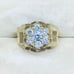 10k Yellow Gold Flower Halo Star Diamond Cut CZ Engagement Wedding Ring Size 5.5