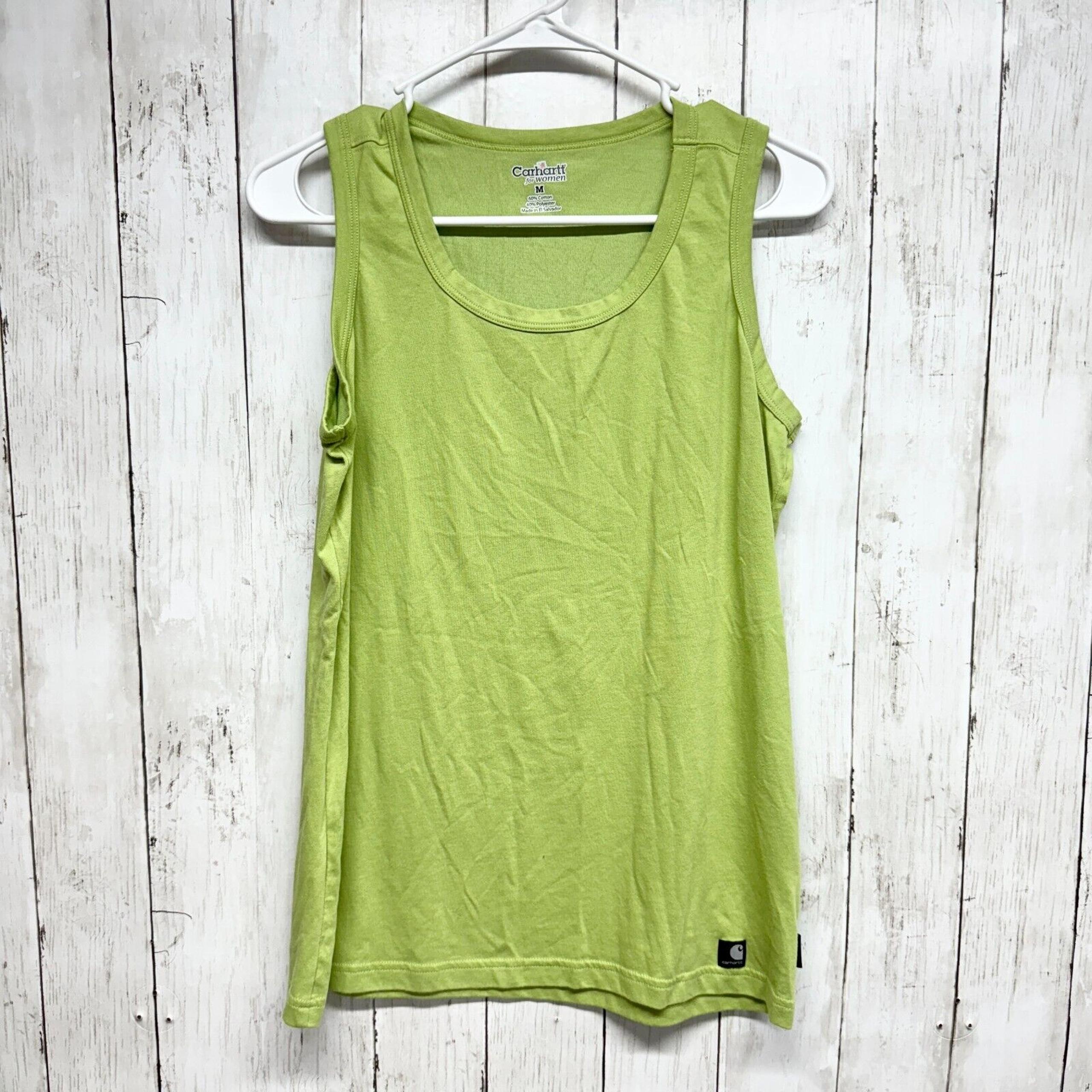 Carhartt Women Tank Top Medium Sleeveless Shirt Green Logo Cotton Basic Casual